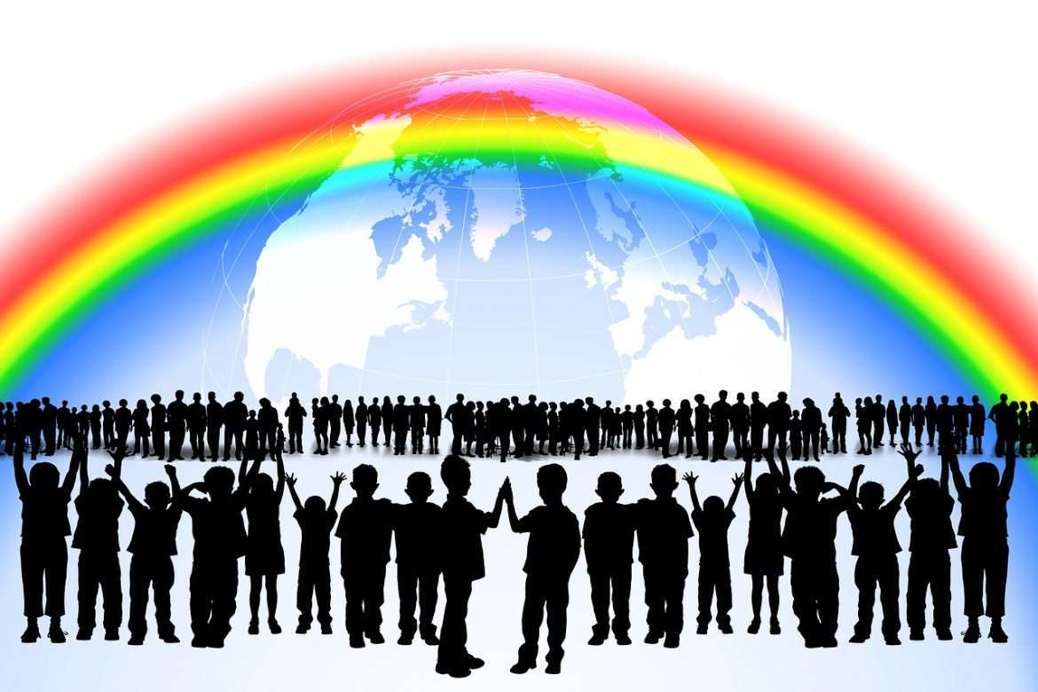 rainbow, children, play