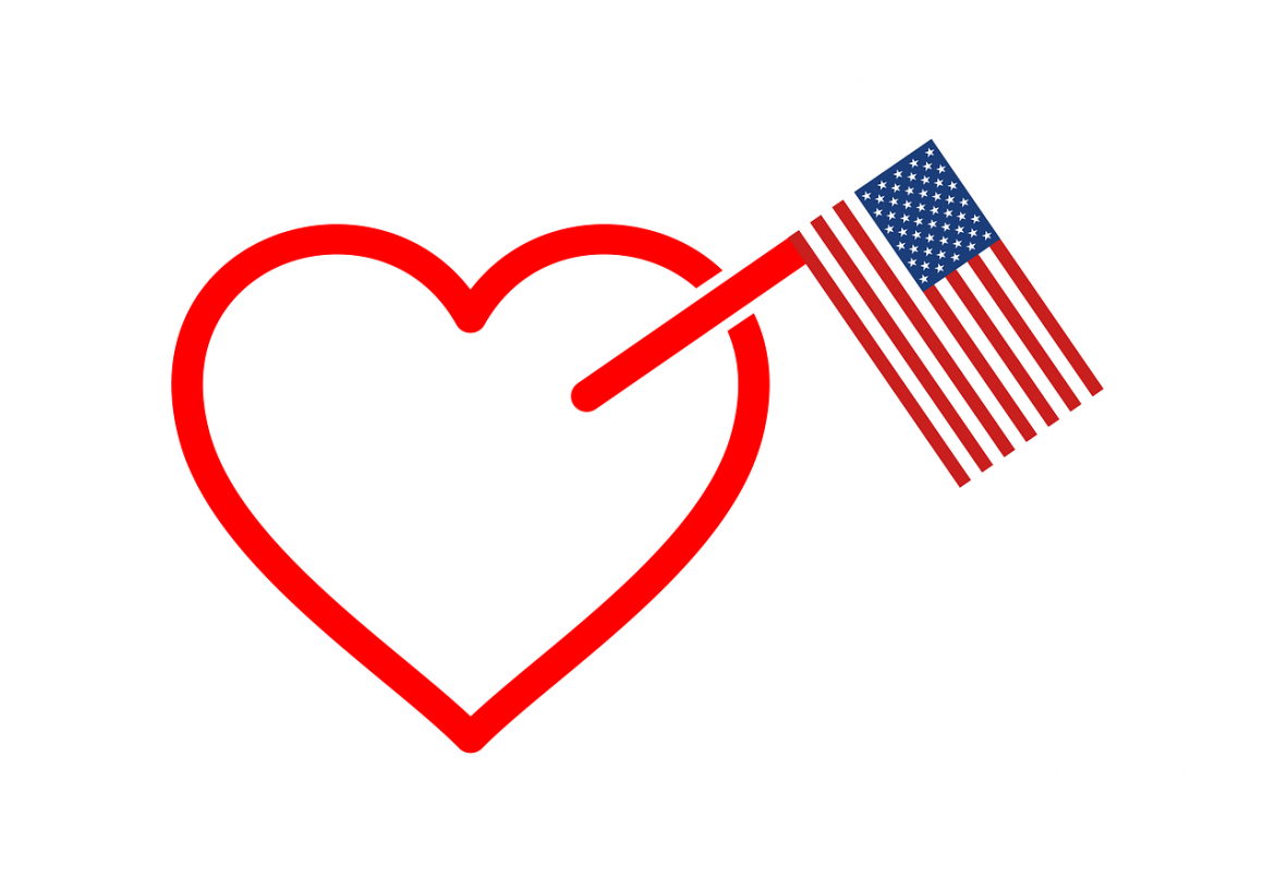 heart, united states, flag